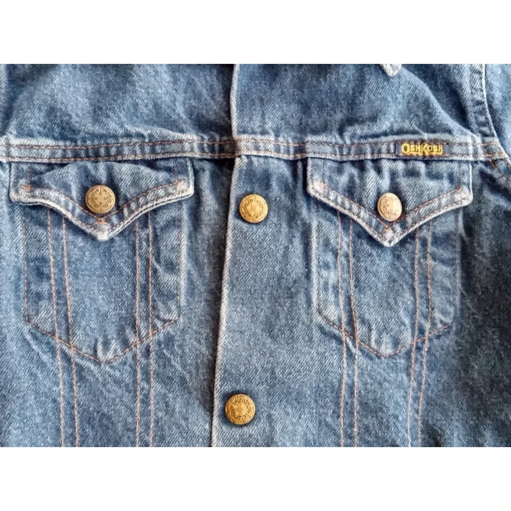 OshKosh B'Gosh Flannel lined Kids denim jacket No Size Tag - See measurements
